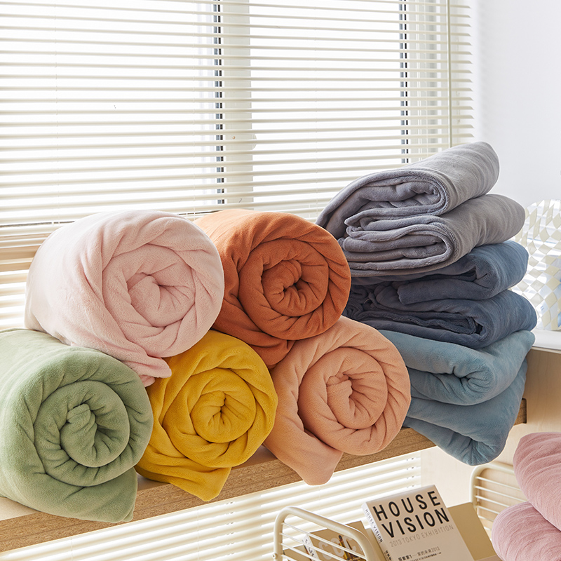 Autumn and winter milk velvet cover single-piece thickened warm single simple candy color double quilt bedding