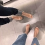 Giày nữ trong suốt Word phiên bản Hàn Quốc 2018 nhỏ CK mùa hè mới với giày cao gót đế dày cao gót pha lê sandal nữ 2021