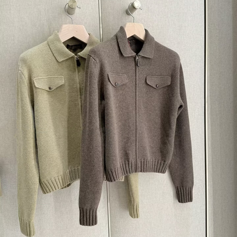 Lp High-End Milan Runway Style Old Money Style~ Thickened Cashmere Wool Cardigan Women's Lapel Sweater Jacket Coat
