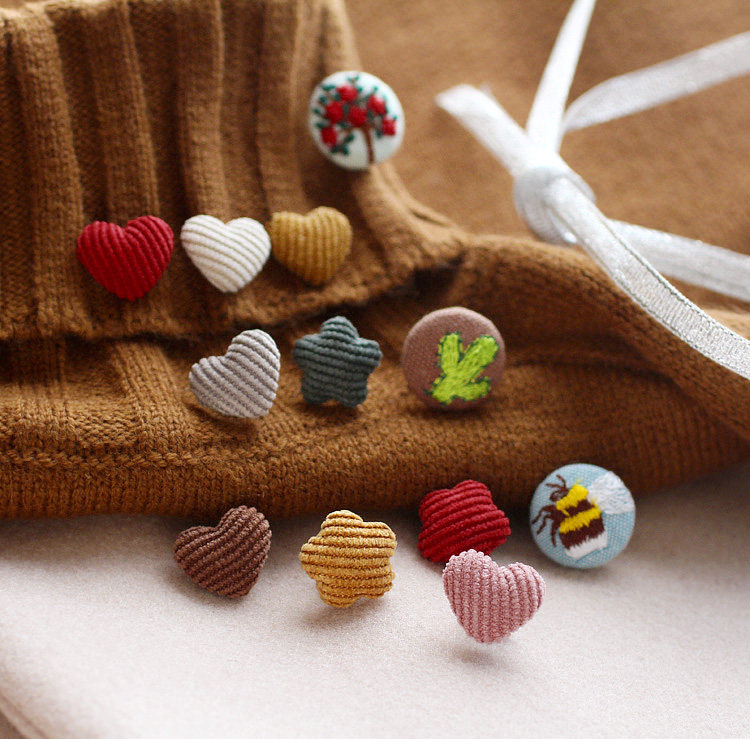 Chic wind cute embroidery corduroy love plum small button brooch corsage collar pin badge pin