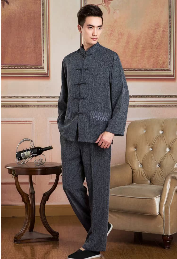 Quần áo gió quốc gia Trung Quốc cotton và vải lanh Tang phù hợp với bộ đồ vải lanh trung và già trang phục dân tộc mông