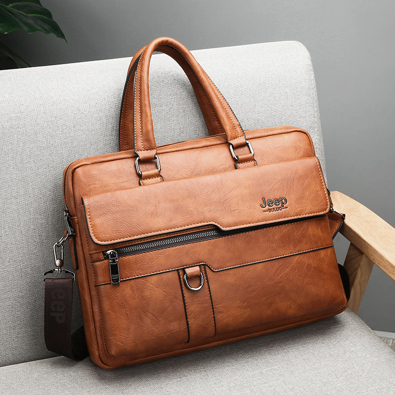 Men's handbag Hand in briefcase Genuine Leather Texture Business Casual Single Shoulder Bag Sloping Cross Male Leather Bag New Computer Bag