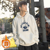 Hong Kong Tide brand 2021 autumn and winter new warm hooded sweater men Korean version of Joker ins plus velvet padded jacket