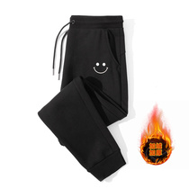 Tide brand autumn and winter casual long pants mens sports pants plus velvet padded leg pants 2021 new trend