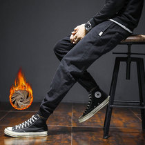 Hong Kong Chao brand autumn and winter plus velvet padded casual trousers mens loose toe leg sports pants