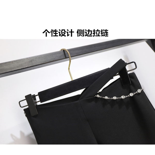 Drape Slit Slightly Pulled Pants Women's Summer Design Niche Horseshoe Pants High Waist Elastic Slim Slender Casual Trousers