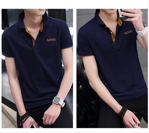 Mùa hè ve áo ngắn tay áo polo trẻ trung Slim Led áo thun nam màu trơn thường áo sơ mi cổ áo áo cotton nam