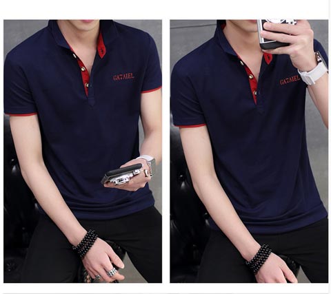 Mùa hè ve áo ngắn tay áo polo trẻ trung Slim Led áo thun nam màu trơn thường áo sơ mi cổ áo áo cotton nam