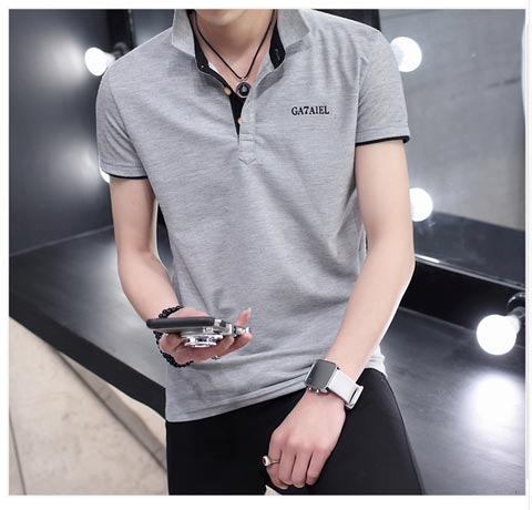 Mùa hè ve áo ngắn tay áo polo trẻ trung Slim Led áo thun nam màu trơn thường áo sơ mi cổ áo áo cotton nam