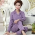 Mùa xuân và mùa thu đồ ngủ trung niên của phụ nữ dài tay cotton trung niên mẹ già mẹ chồng cộng với chất béo phục vụ nhà kích thước lớn