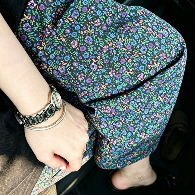 Japanese Gp&Jp Korean-Style Retro Color-Block Floral Sleep Pants for Women, Summer Large Size Loose Versatile Long Pants, Home Pants
