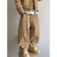 Dannyandzee spring retro washed biscuit color khaki plaid canvas scimitar pants men's overalls INS