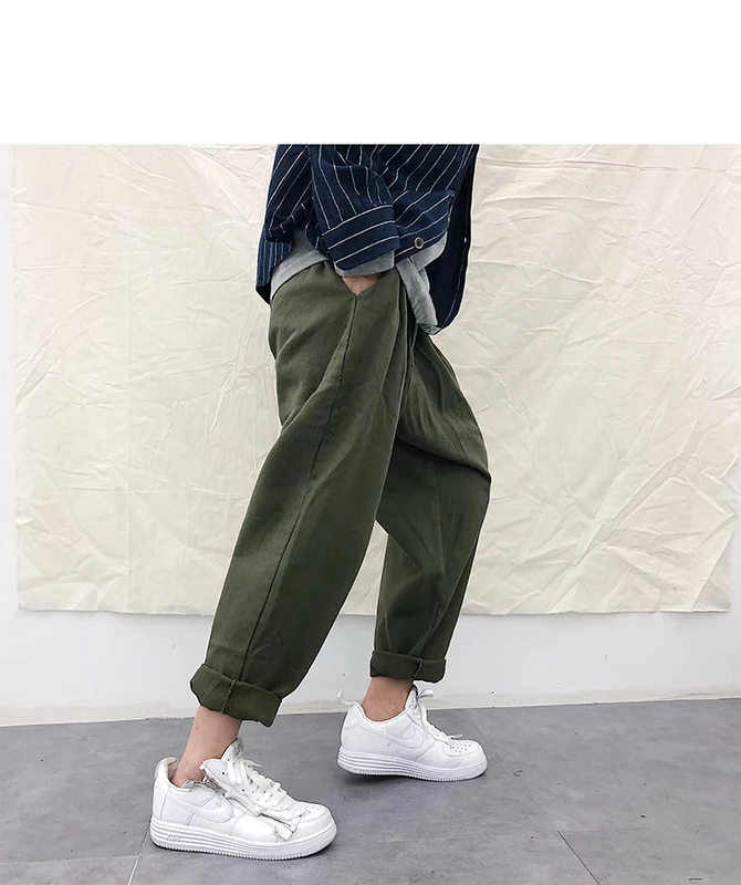 Danielandzee 18 mùa thu hoang dã co giãn eo micro-span lỏng nước rửa quần rắn màu vải quần thường quần thô nam