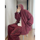 Dannyandzee spring loose retro versatile red and black plaid handsome hooded long-sleeved shirt jacket for men INS