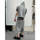 Dannyandzee summer retro versatile lazy gray sports casual cropped pants hooded vest suit for men