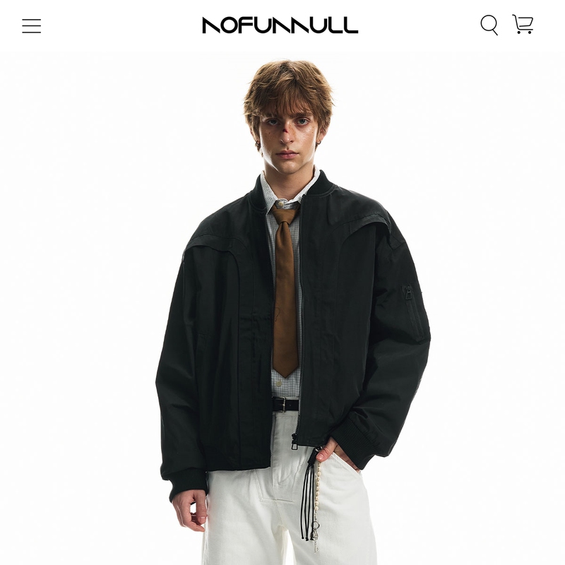 Nofunnull American Retro Deconstructed Bomber Jacket for Men, Spring Style, Loose Baseball Jacket, Trendy