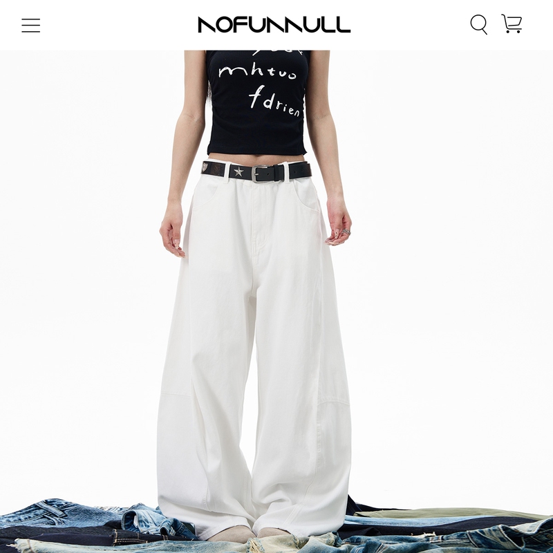 Nofunnull Summer American Casual White Scimitar Pants for Men and Women, Loose Pure Cotton Drape Denim Long Pants Trendy Nofunnull Summer American Casual White Scimitar Pants for Men and Women, Loose Pure Cotton Drape Denim Long Pants Trendy
