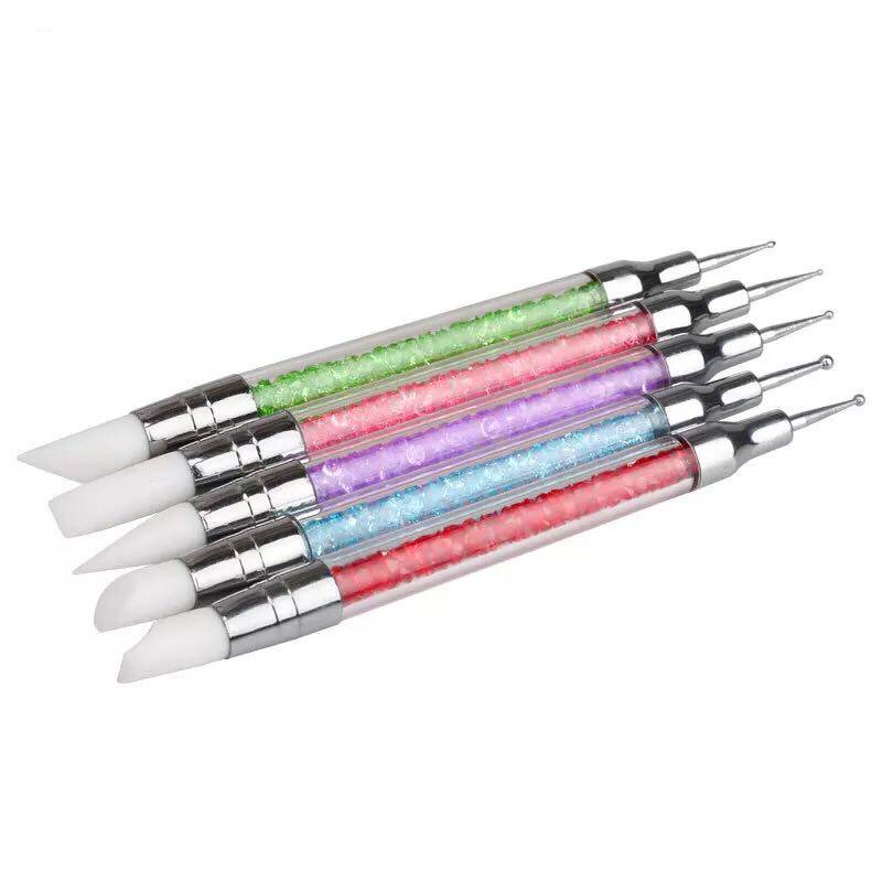 Nail double-headed silicone pen Nail embossing stick Dual-use point drill pen Carving pen tool Nail embossing pen