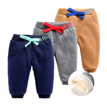 Male baby pants winter warm 1 year old female baby plus velvet trousers baby winter foreign casual pants thickened