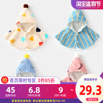 Baby cloak Winter baby boy toddler shawl thickened autumn and winter coral velvet coat Baby girl cloak out of the windproof