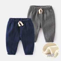 Baby pants autumn and winter velvet thickened baby big PP pants winter warm