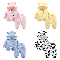 Baby suit winter newborn two-piece winter suit Male baby padded jacket full moon baby clothes Female autumn and winter