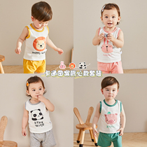 Baby vest set summer cotton 1 baby jacket summer pants 2 children waistcoat shorts two-piece thin