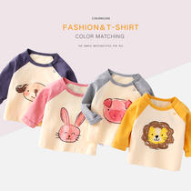 Baby T-shirt Long sleeve baby autumn clothes 3 months female childrens base shirt spring and autumn mens one-year-old baby top