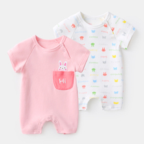 Baby jumpsuit cotton net red ha clothes climbing clothes female newborn baby clothes summer thin short sleeve men