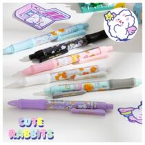 Soft cute rabbit gel pen press-type student black 0 5 large capacity cartoon Japanese and Korean best friend pen goddess limited pen