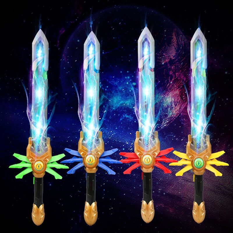 Children Treasure Sword Toy Flash Laser Sword Kingmaker Sainsword Glory Electric Luminous Plastic Knife Seven Color Sound Light Boy