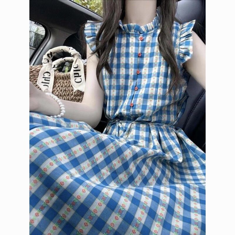 Flying Sleeve Elegant Vest Dress for Women, Summer Sweet Waist-Cinching Elegant High-End Long Skirt