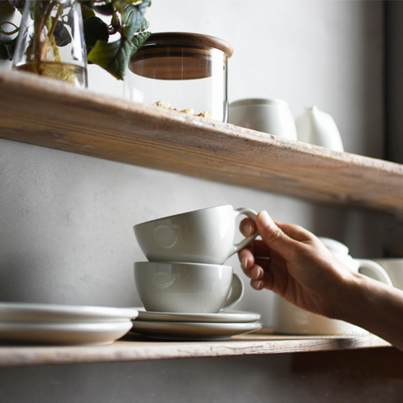 Japanese-Made Kinto Topo Ceramic Italian Latte Cappuccino Hand-Brewed Coffee Cup and Saucer Set, Tea Cup and Saucer Set, Milk Jug