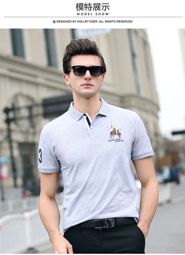 Mùa hè nóng mùa rắn màu ngắn tay thêu kích thước lớn hạt cotton áo cánh nam trẻ áo ve áo cotton áo thun nam polo