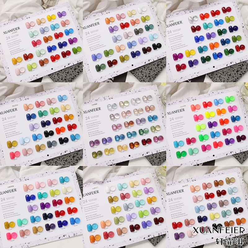 24-Color Nail Polish Gel Set, Candy Color Cat Eye Nail Polish Gel Series, Fluorescent Gel, Phototherapy Gel, 2026 New Model, Brightening Effect