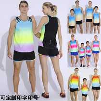 Track and field training suits men and women race running group custom vest student children tight sports marathon running set