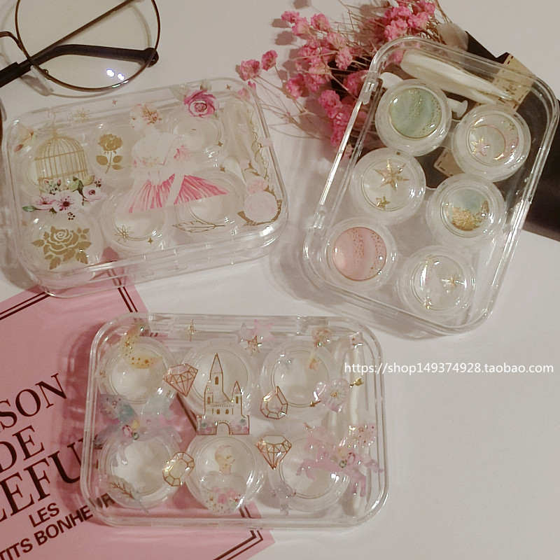 Starry Sky Universe Transparent Unicorn Contact Lens Case Three Pairs Myopia Contact Lens Companion Box 3 Pairs Multiple Pairs Starry Sky Universe Transparent Unicorn Contact Lens Case Three Pairs Myopia Contact Lens Companion Box 3 Pairs Multiple Pairs