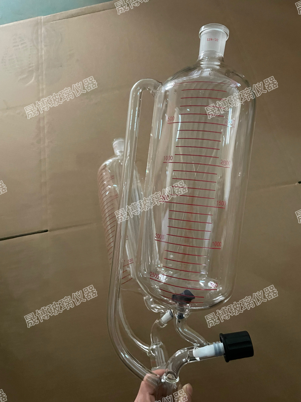 Glass Reactor Constant Pressure Funnel 3L/29*40 Vacuum Top Valve with Graduated Liquid Adding Funnel Cylindrical Drip Funnel