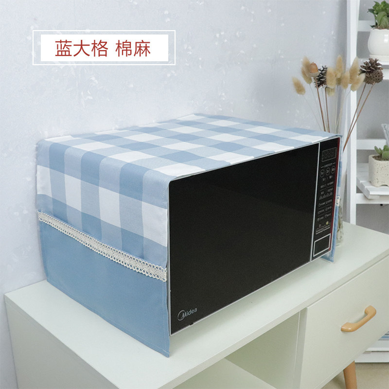 European plaid oil-proof waterproof cover towel Granshi Beauty microwave oven cover Cotton linen fabric oven dust cover