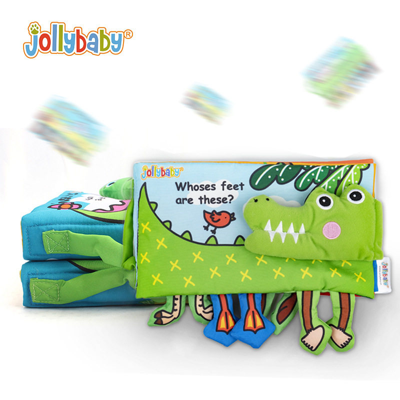 jollybaby baby early to teach crocodile boob book animal foot girl book rip not rotten animal solid cloth book early to teach