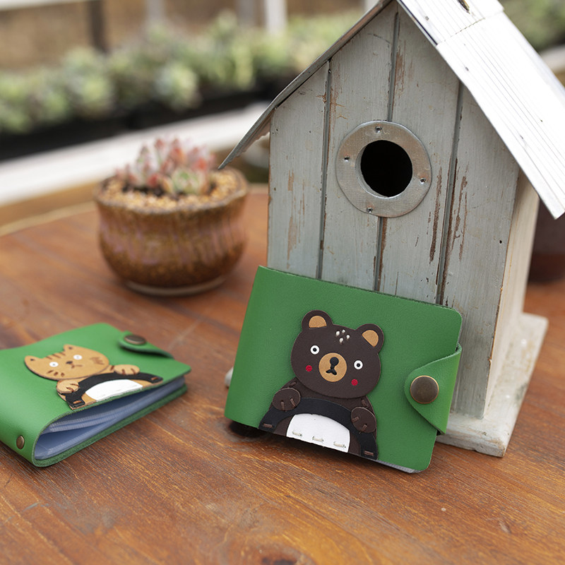 Cute cartoon leather driver license 2 in 1 documents contain personalized couple bank card package