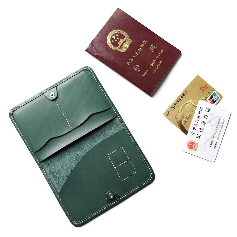 New handmade full leather passport protective cover male European and American fashion youth passport storage clip short female lettering