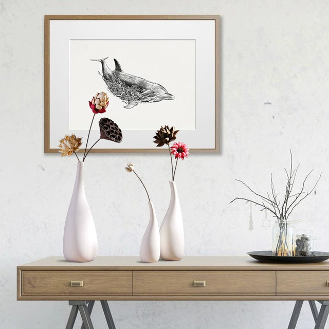 Scandinavian phong cách tối giản trang trí bình gốm sứ trắng tinh khiết cắm hoa khô trang trí nhà mẫu trang trí phòng - Vase / Bồn hoa & Kệ