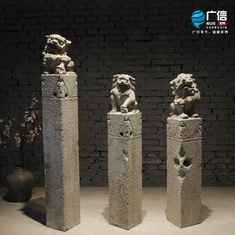 Bluestone stone carving tie horse pile antique and old marble tie horse column stone lion tie horse stone home town house ornaments