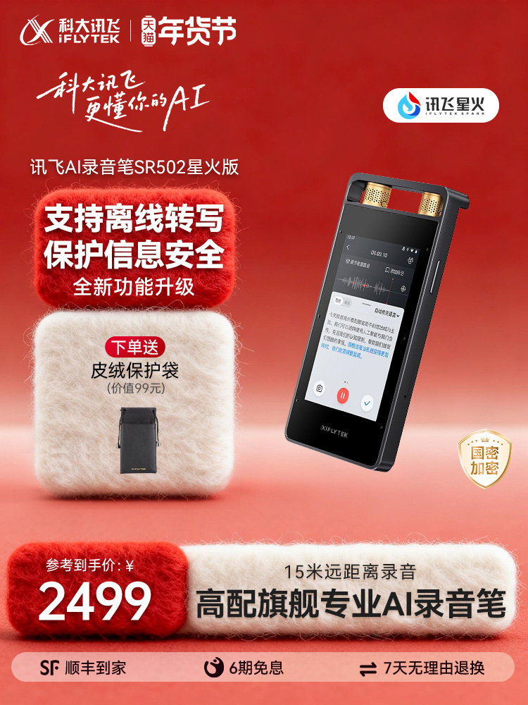 Iflytek Ai Voice Recorder Sr502 Spark Edition Professional Voice Recording and Text Conversion for Office Meetings and Translation