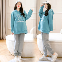 Pregnant women winter suit fashion sweater autumn winter plus velvet padded jacket winter style 2021 New wear Net Red