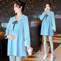 Pregnant Woman Spring Dress Dress Dress 2022 New Internet Red Suit Fashion Spring Skirt Blouses Spring And Autumn Surrogacy Dress