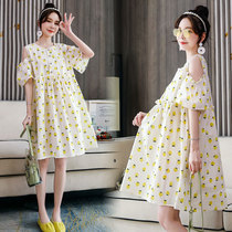 Pregnant Woman Summer Clothing Dress Dress Summer Suit Summer Fairy Skirt Summer Slim Fit in Shoulder Skirt Breastfeeding
