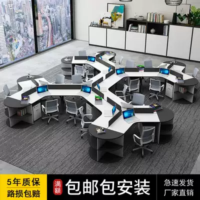 Creative staff desk simple modern staff card position 36 8 people screen station office table and chair Cabinet combination