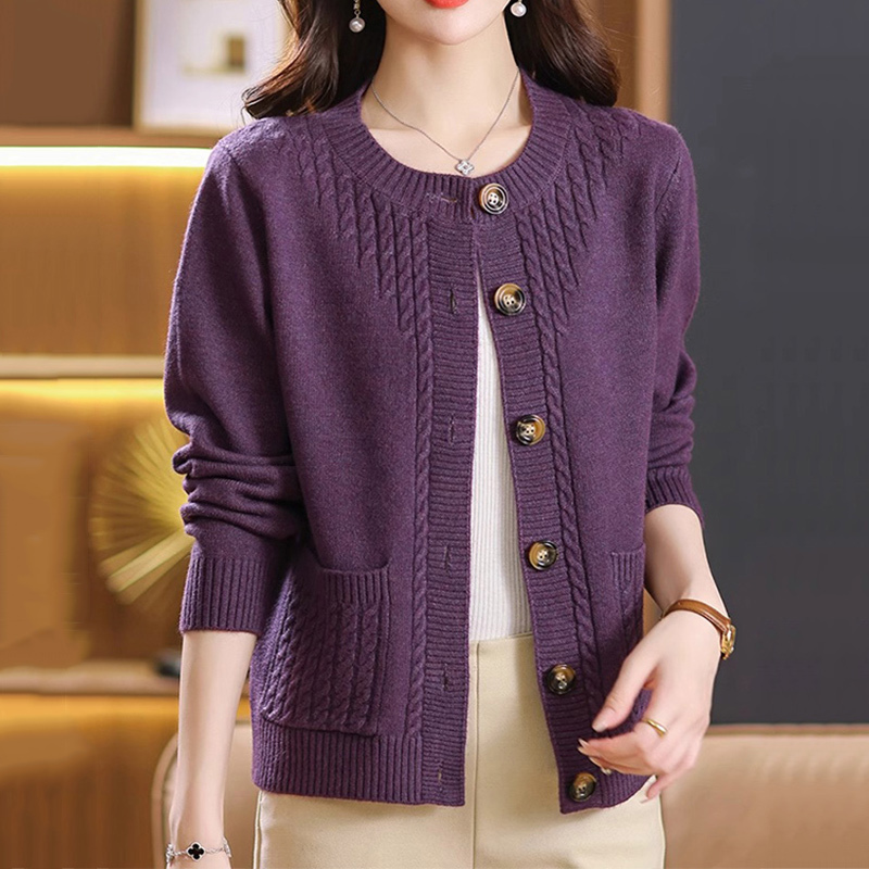 Trendy Knitted Cardigan for Women, New Spring and Autumn Style, Versatile Outerwear, Long-Sleeved Top, Stylish Loose Cable Knit Sweater Jacket